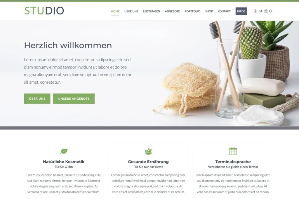 Studio WordPress Theme - Screenshot LandingPage