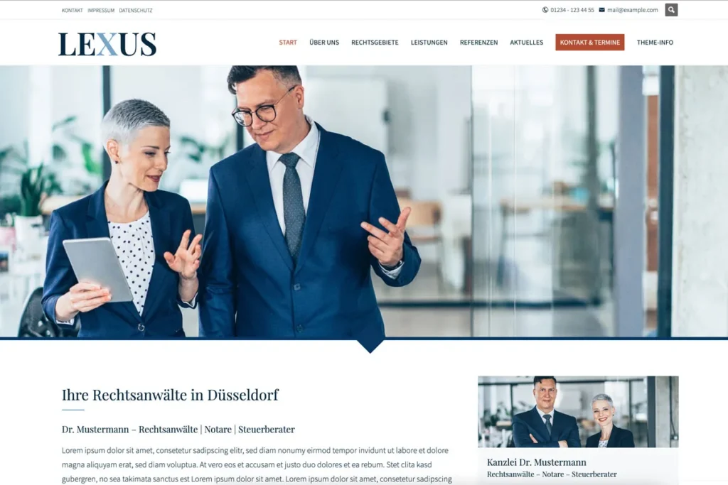 Lexus WordPress Theme - Screenshot Startseite