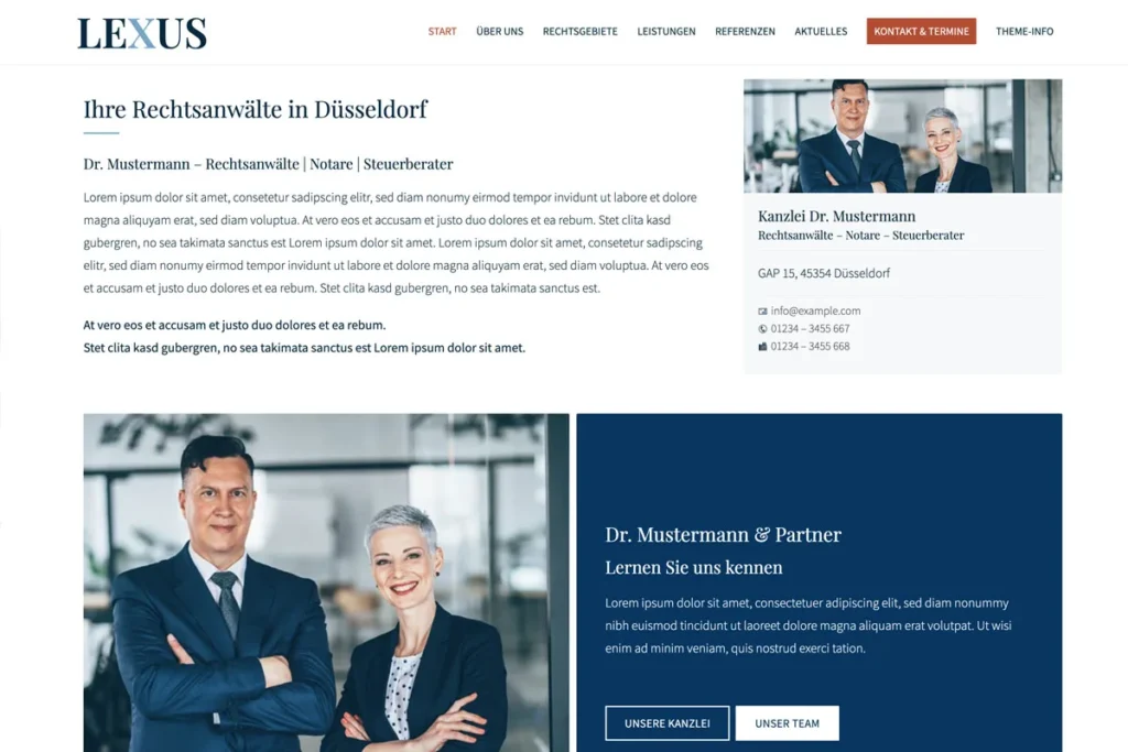 Lexus WordPress Theme - Screenshot Startseite