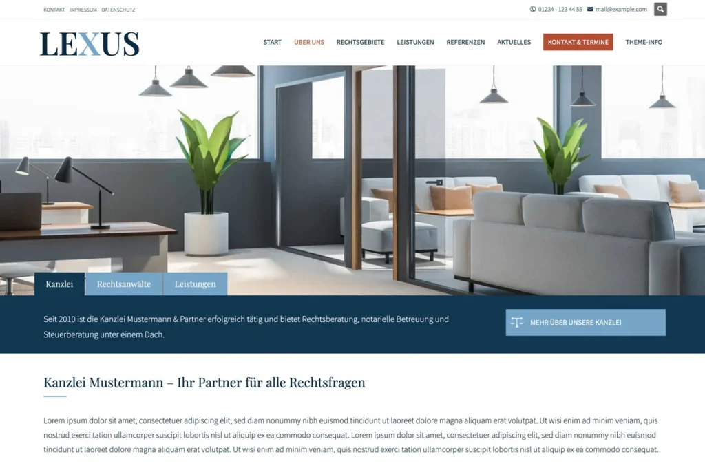 Lexus WordPress Theme - Screenshot Kanzlei