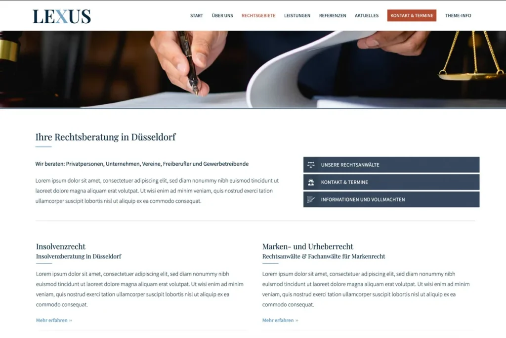 Lexus WordPress Theme - Screenshot Header