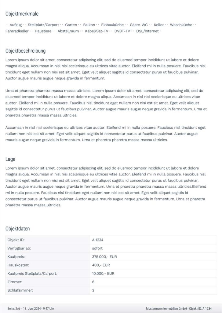 HOME PDF mit Immobiliendaten