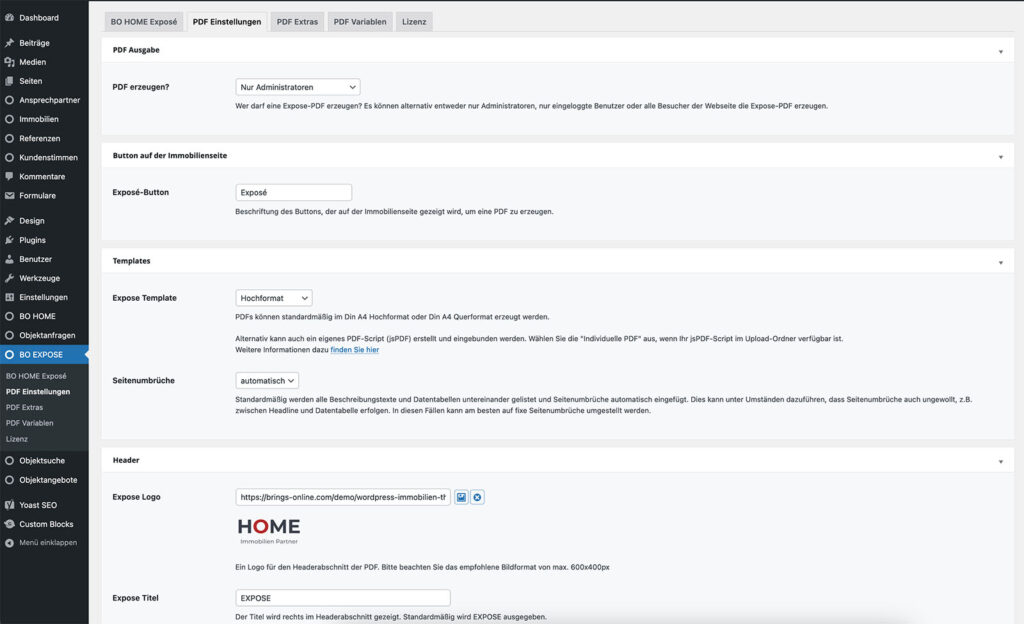 BO HOME EXPOSE - Plugin - Screen1